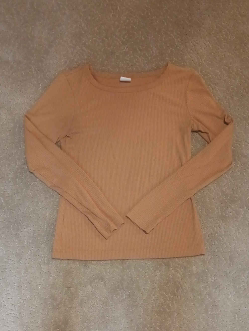 Jockey Ribbed Long-Sleeve Top in Camel Brown